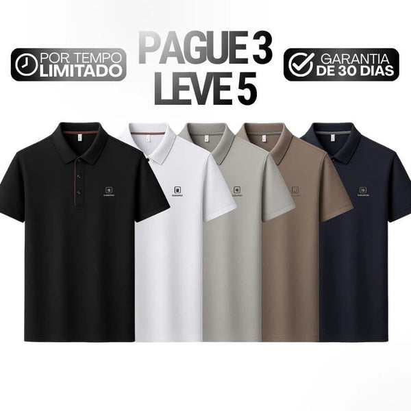 Camisas Polo Masculinas Valder Premium em Seda Mulberry, Poliéster e Elastano